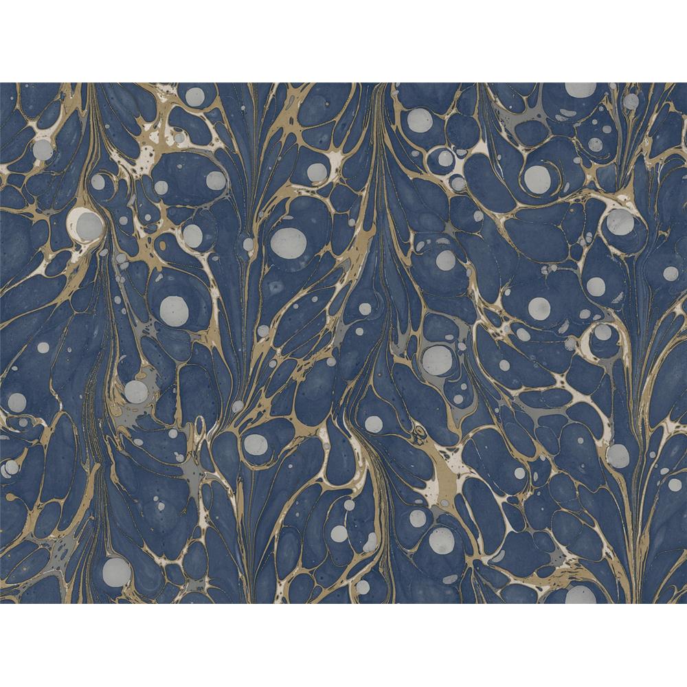 Premium Peel & Stick by York PSW1114RL Stonework Marbled Endpaper Peel and Stick Wallpaper in Navy