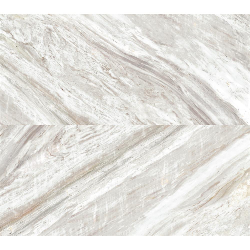 Premium Peel & Stick by York PSW1123RL Stonework Carrara Horizontal Peel and Stick Wallpaper in White/Neutral