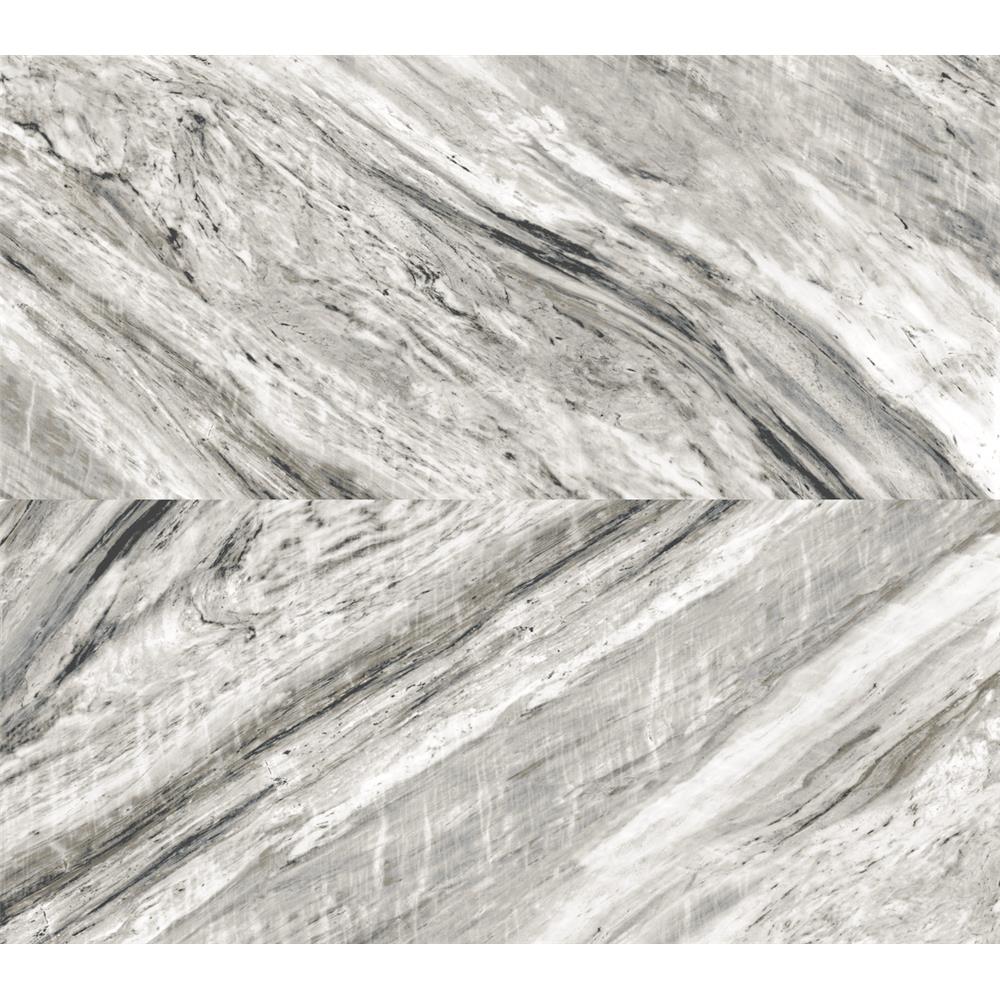Premium Peel & Stick by York PSW1124RL Stonework Carrara Horizontal Peel and Stick Wallpaper in Gray