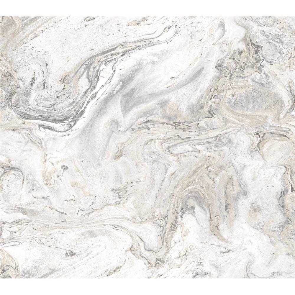 Premium Peel & Stick by York PSW1127RL Stonework Oil & Marble Peel and Stick Wallpaper in White/Gray