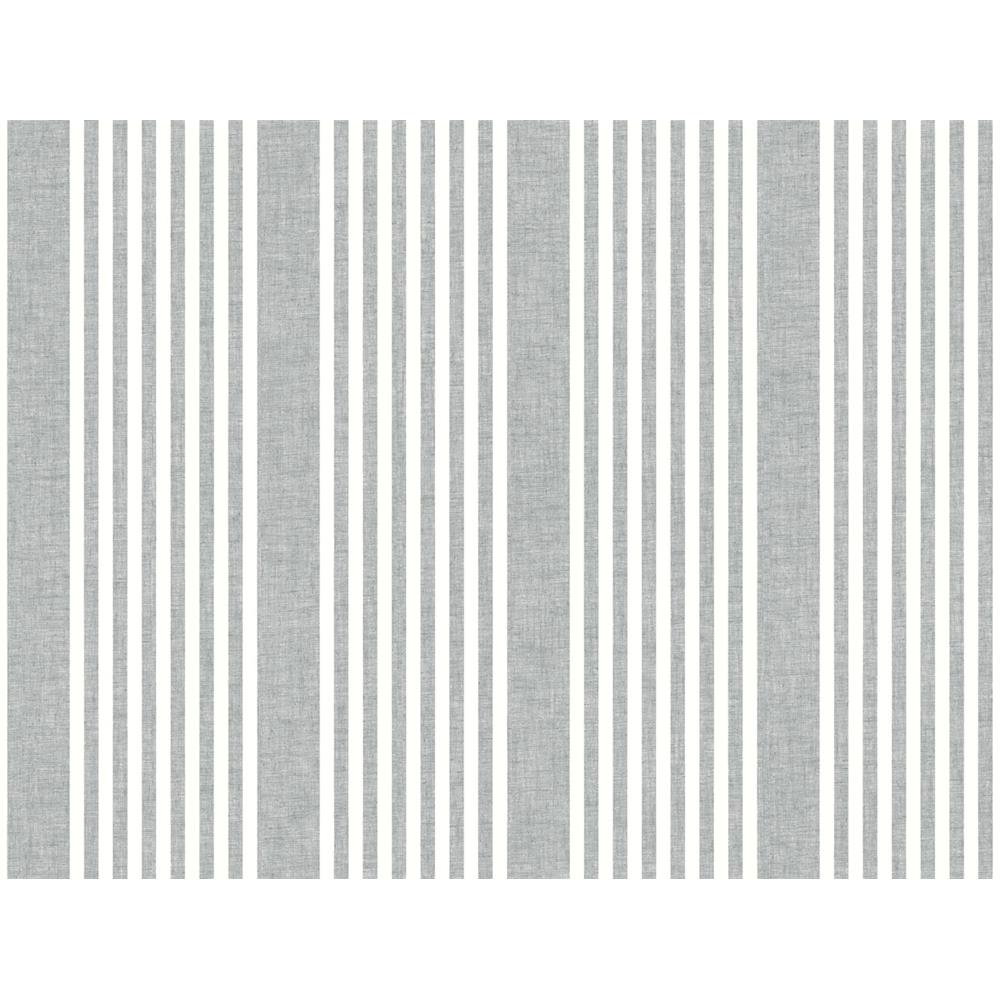 York Premium Peel + Stick PSW1133RL Coastal French Linen Stripe Peel and Stick Wallpaper in Gray