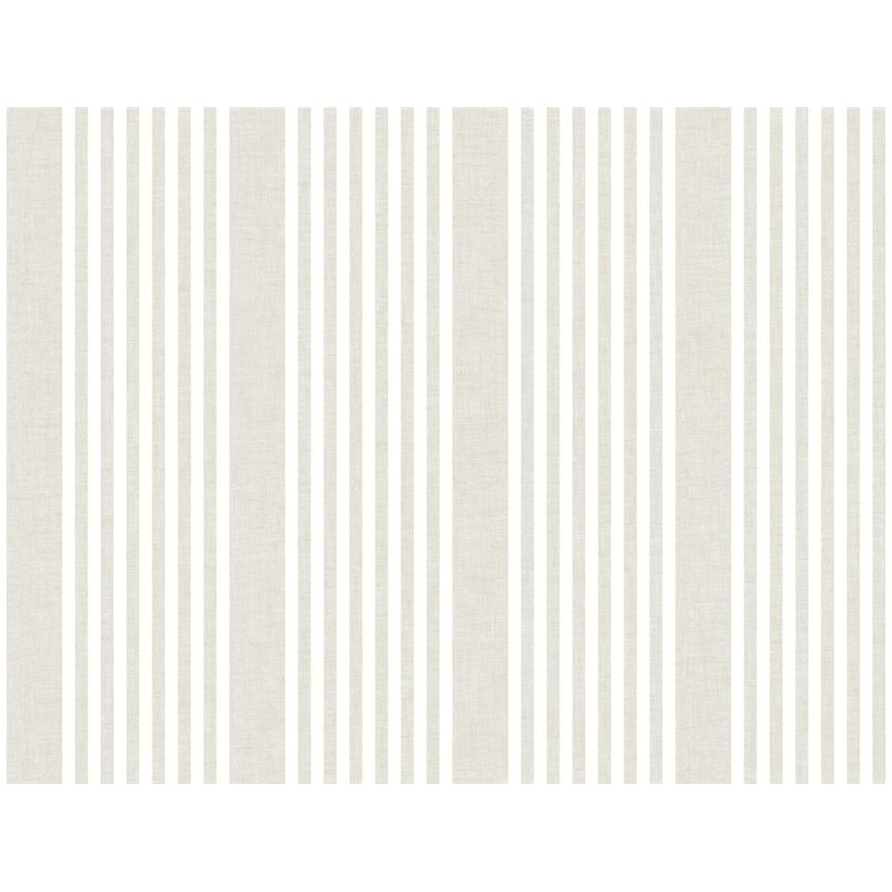 York Premium Peel + Stick PSW1134RL Coastal French Linen Stripe Peel and Stick Wallpaper in Off White