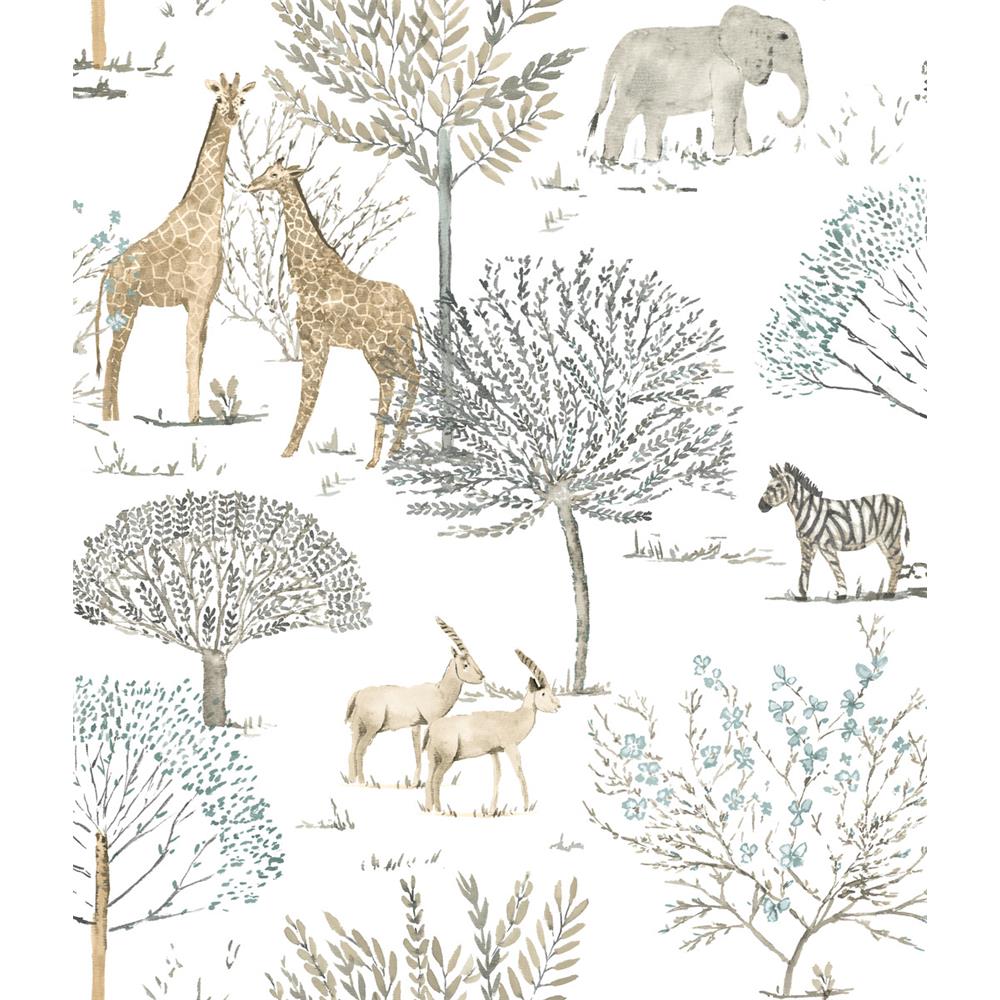 Premium Peel + Stick by York PSW1212RL Whimsy On The Savanna Peel and Stick Wallpaper in Neutral
