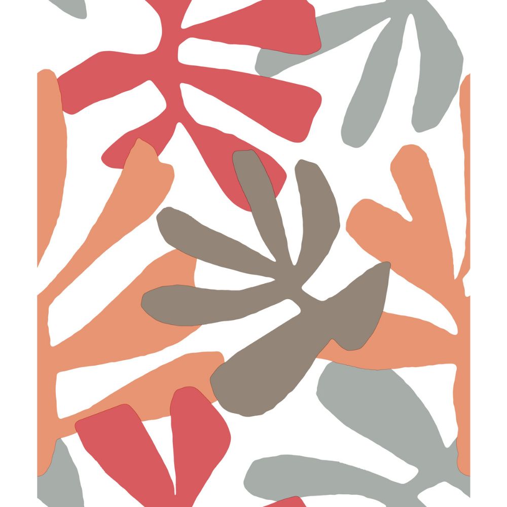 York PSW1240RL Risky Business III Kinetic Tropical Peel & Stick Wallcovering in Coral/Beige