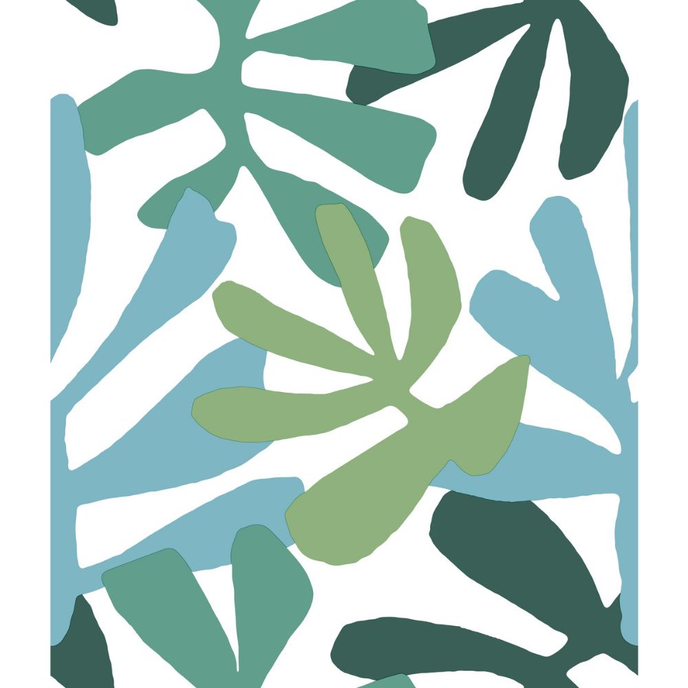 York PSW1241RL Risky Business III Kinetic Tropical Peel & Stick Wallcovering in Blue/Green
