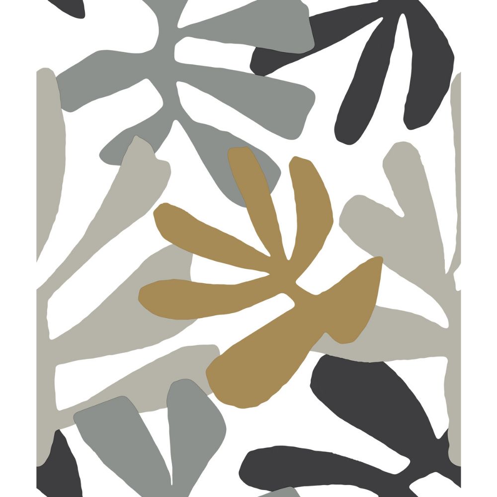 York PSW1243RL Risky Business III Kinetic Tropical Peel & Stick Wallcovering in Black/Gray