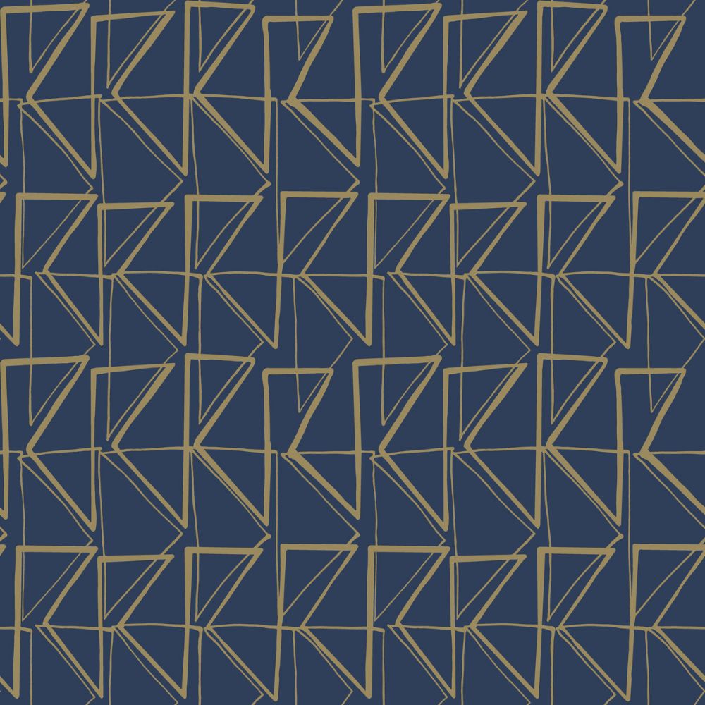 York PSW1256RL Risky Business III Love Triangles Peel & Stick Wallcovering in Blue/Metallic Gold