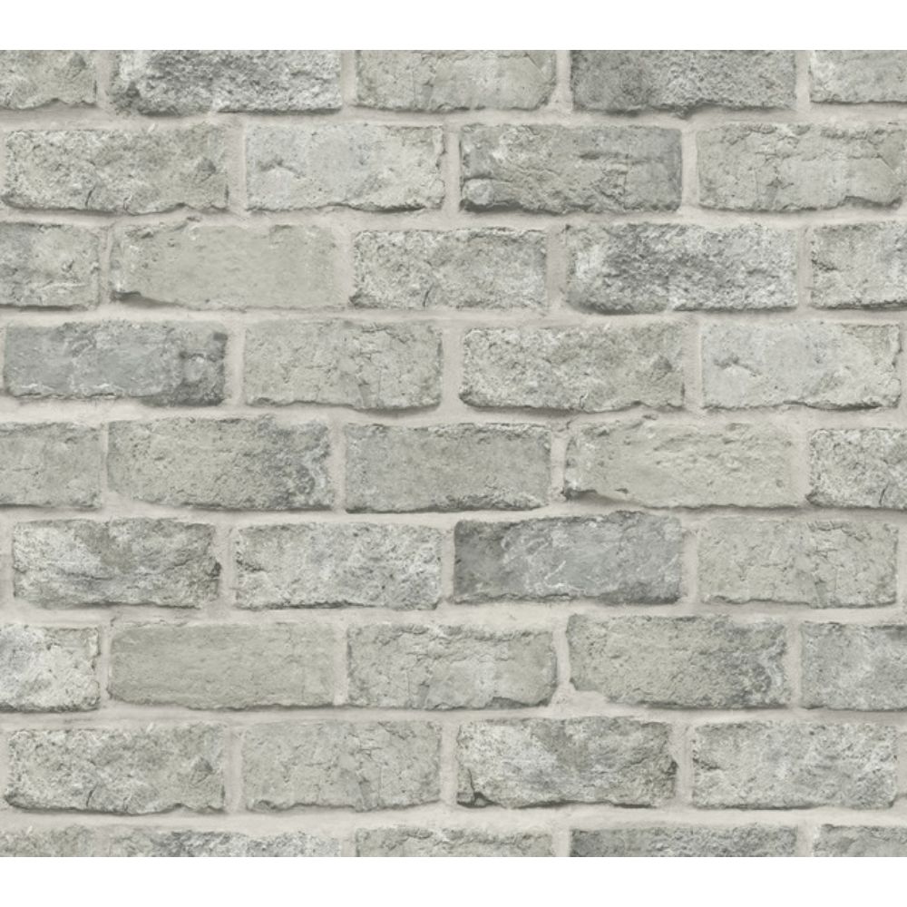 York PSW1304RL Stonecraft Stretcher Brick Peel and Stick Wallpaper in Gray
