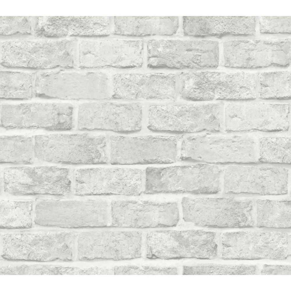 York PSW1305RL Stonecraft Stretcher Brick Peel and Stick Wallpaper in Light Gray