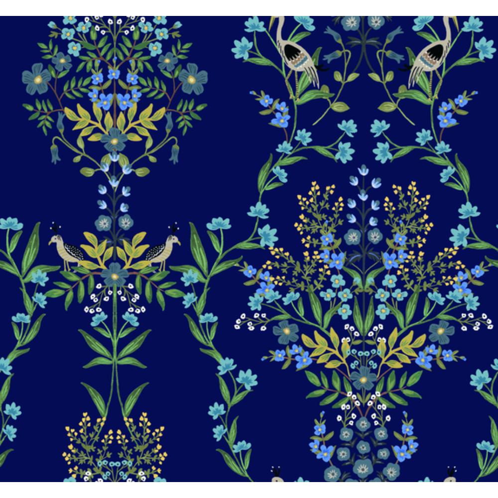 York PSW1328RL Rifle Paper Co. Premium Peel & Stick Luxembourg Wallpaper in Blue