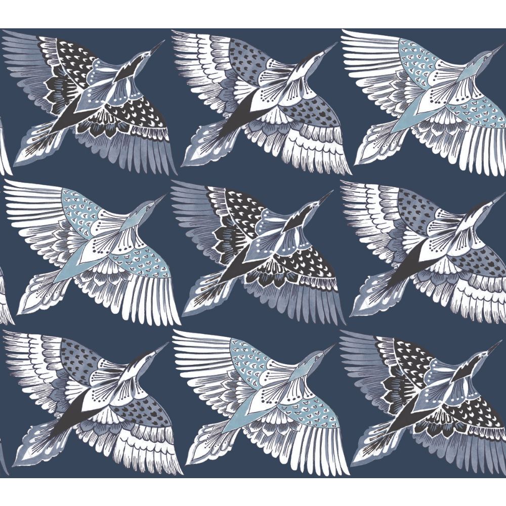 York PSW1352RL Wildlife Feather Flight Peel and Stick Wallpaper in Blue