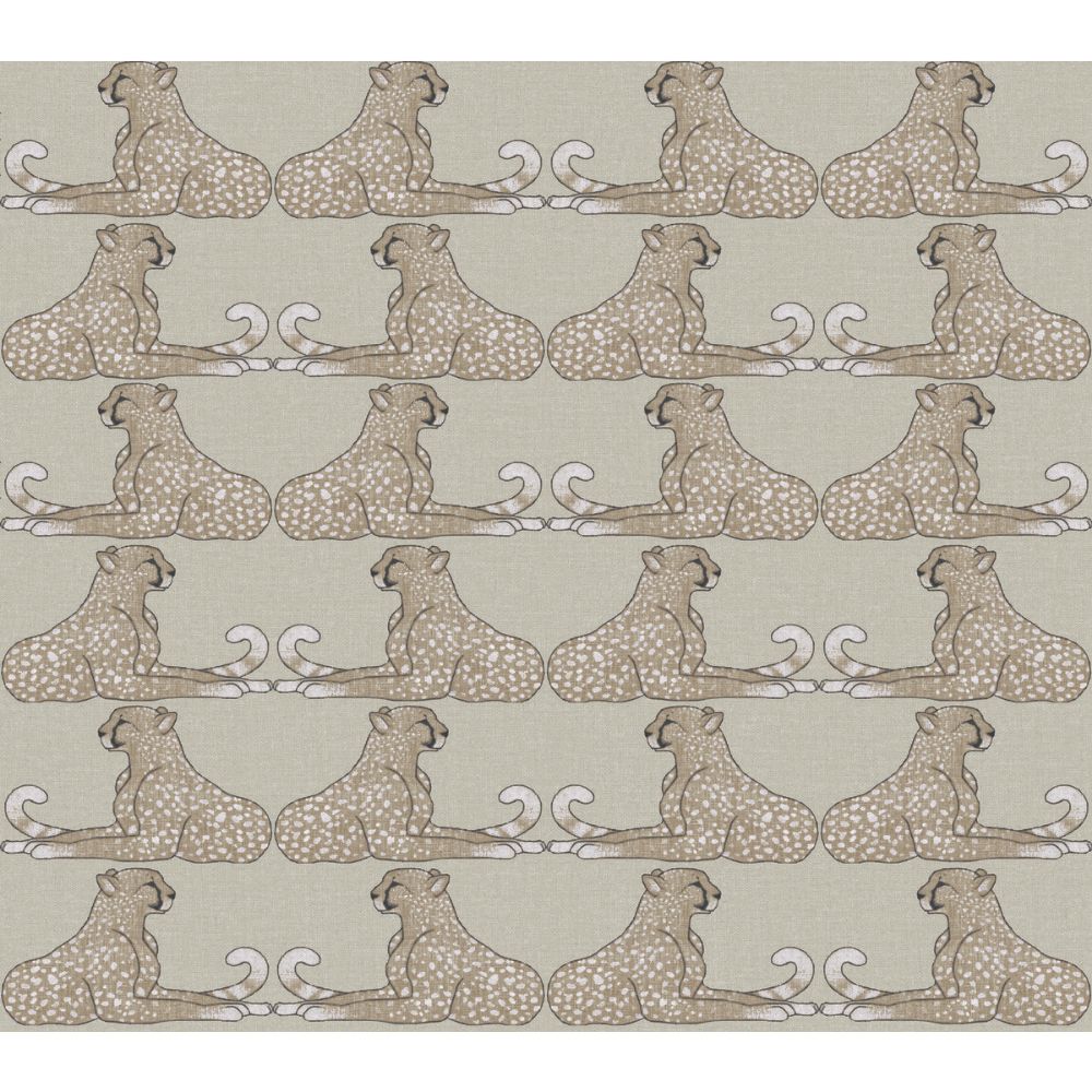 York PSW1356RL Wildlife Reclining Cheetahs Peel and Stick Wallpaper in Taupe