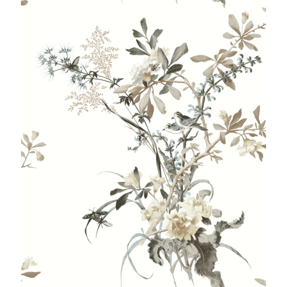 York PSW1365RL Vintage Florals Wild Flowers Wallpaper in Neutral & Jade