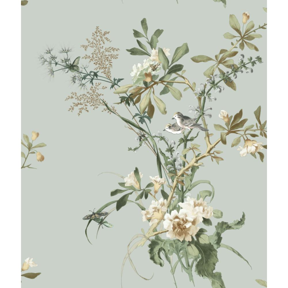 York PSW1367RL Vintage Florals Wild Flowers Wallpaper in Jade