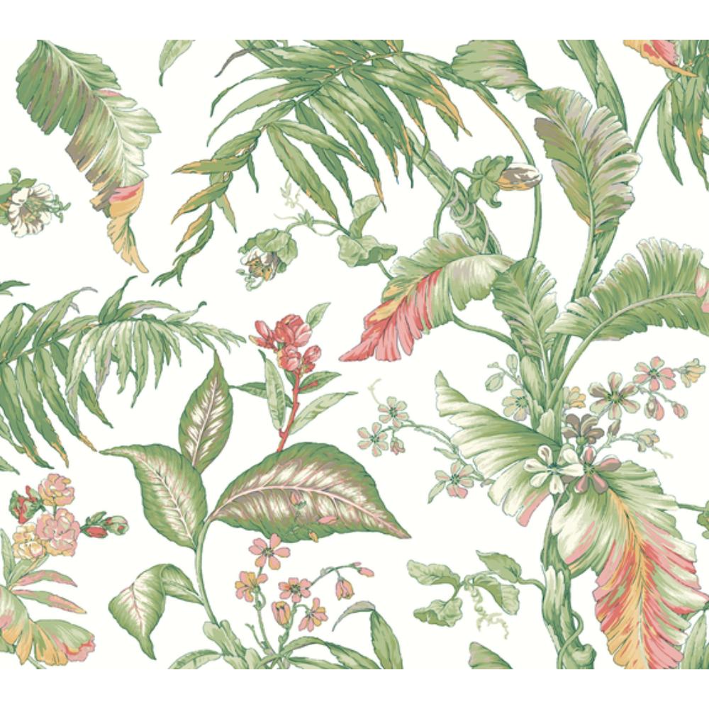York PSW1369RL Vintage Florals Fiji Garden Wallpaper in White Multi