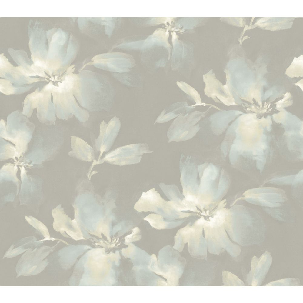 York Designer Series PSW1415RL Simply Candice Midnight Blooms Peel & Stick Wallpaper in Light Blue & Grey