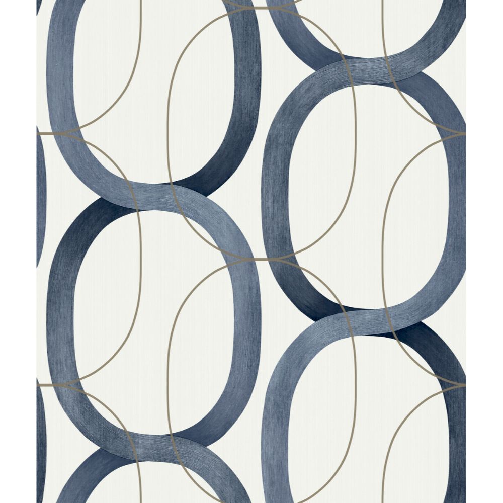 York Designer Series PSW1420RL Simply Candice Interlock Peel & Stick Wallpaper in Navy