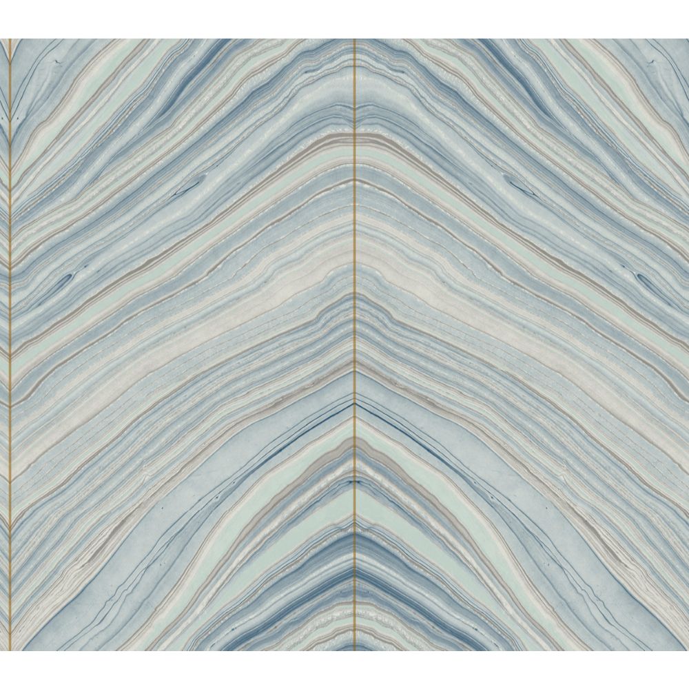 York Designer Series PSW1421RL Simply Candice Onyx Strata Peel & Stick Wallpaper in Mist Blue