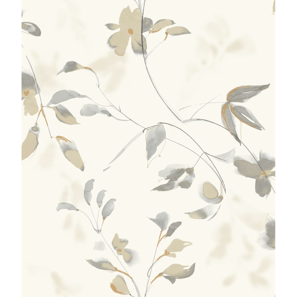 York Designer Series PSW1424RL Simply Candice Linden Flower Peel & Stick Wallpaper in Soft Neutral