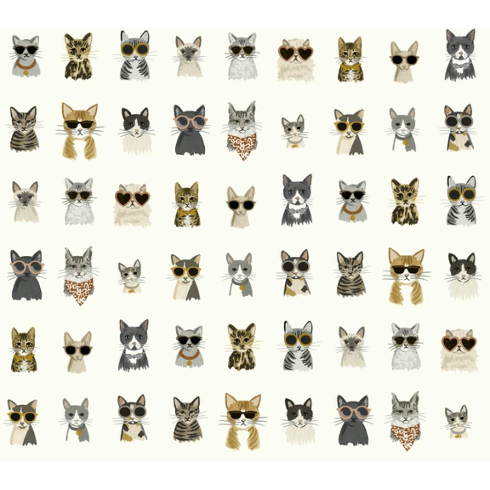 York PSW1464RL P&S Rifle Paper 2 Cool Cats Wallpaper in Grey & Gold