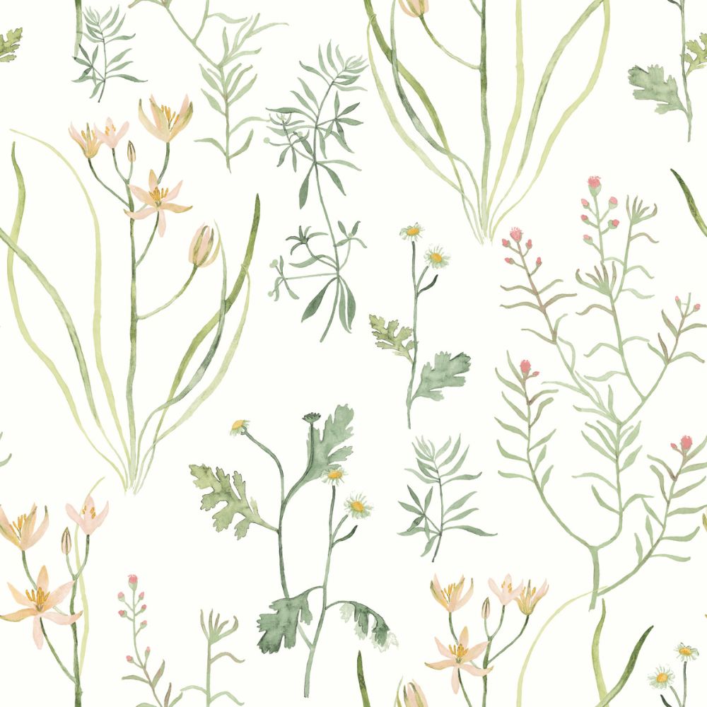 York PSW1519RL Peach Alpine Botanical Peel & Stick Wallpaper
