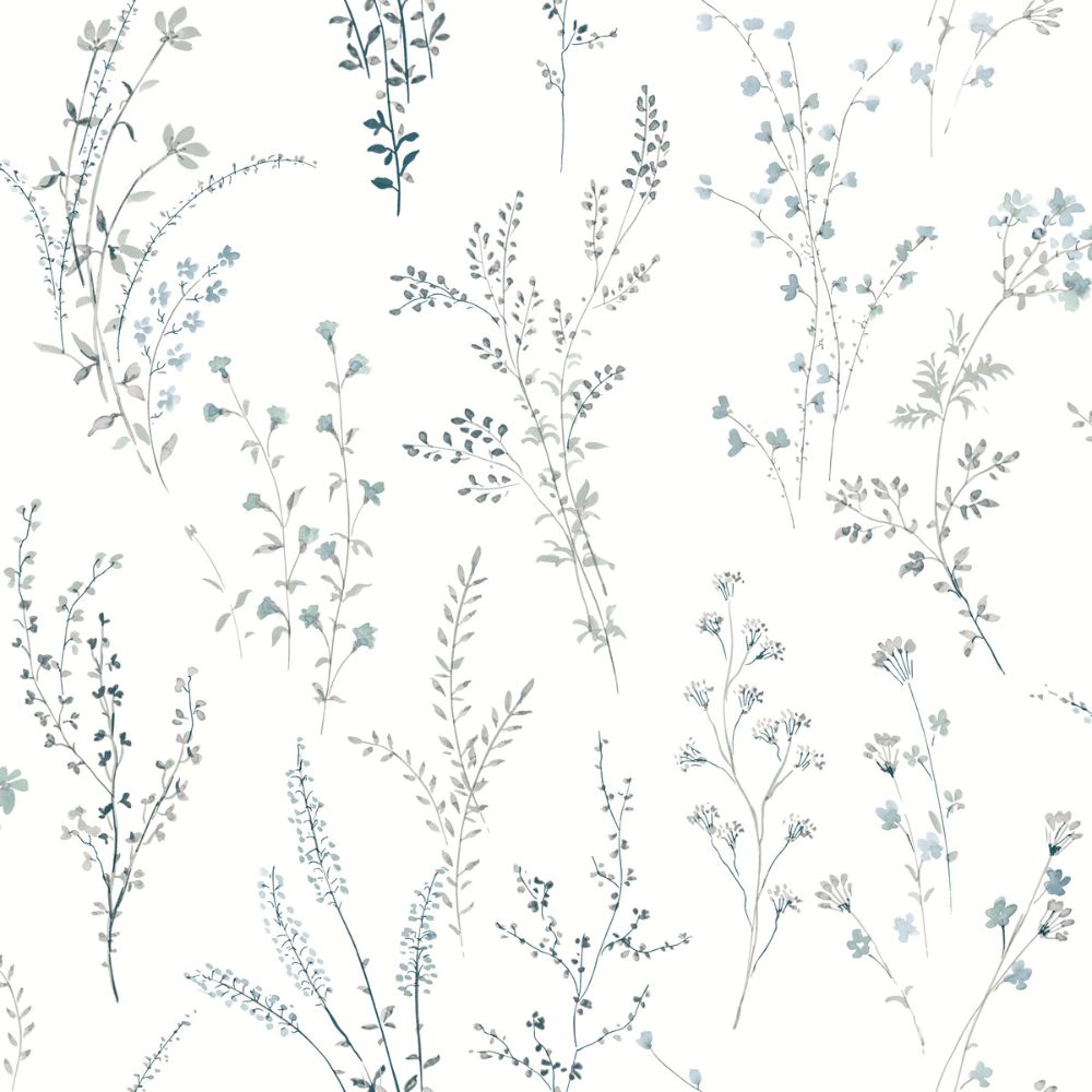York PSW1523RL Blue & Green Wildflower Sprigs Peel & Stick Wallpaper