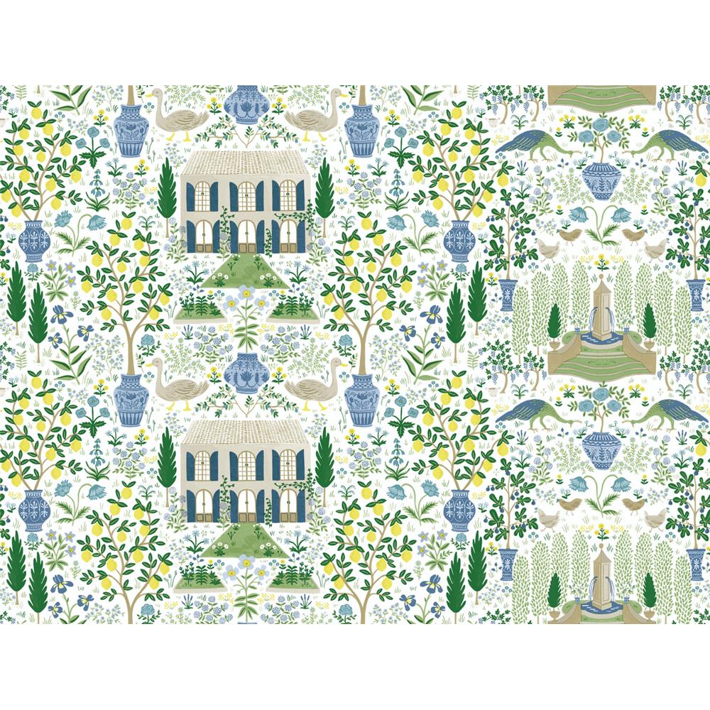York RI5109 Rifle Paper Co. Camont Wallpaper in Blue/Green