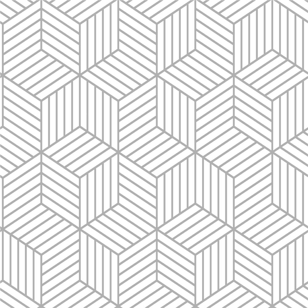 RoomMates by York RMK10705WP Stripped Hexagon White/Grey Peel & Stick Wallpaper