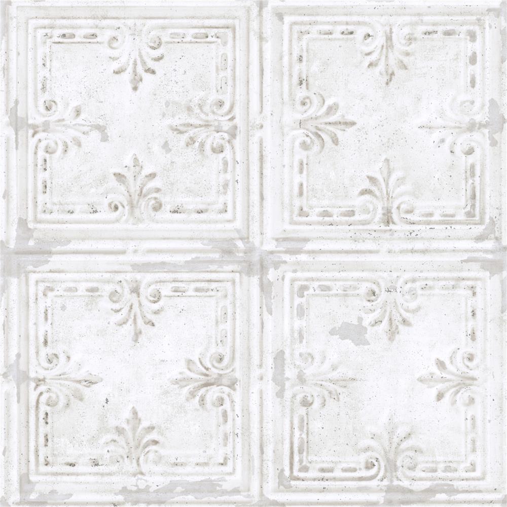 RoomMates by York RMK11209WP Tin Tile White Peel & Stick Wallpaper