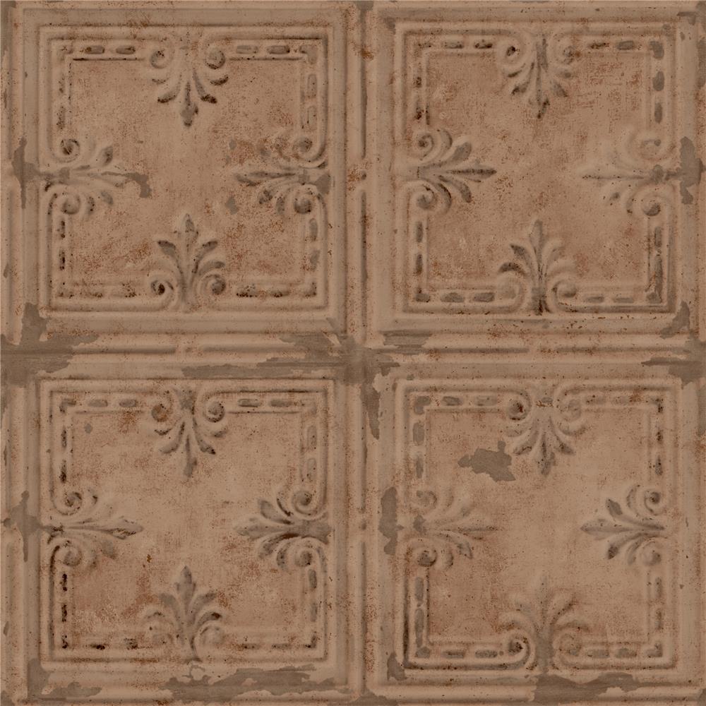 RoomMates by York RMK11231WP Copper Tin Tile Peel & Stick Wallpaper