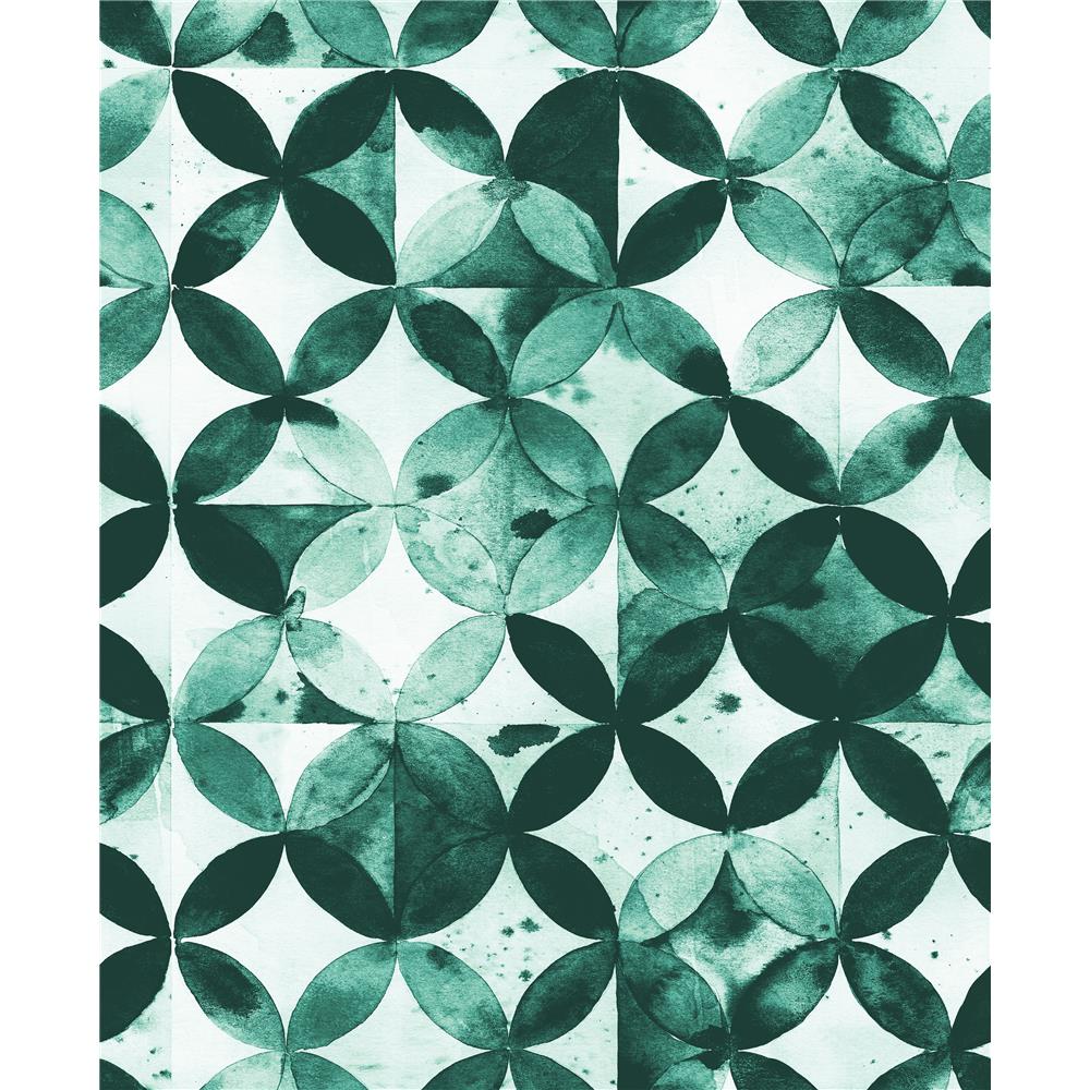RoomMates by York RMK11355RL Paul Brent Moroccan Tile Peel & Stick Wallpaper In Green