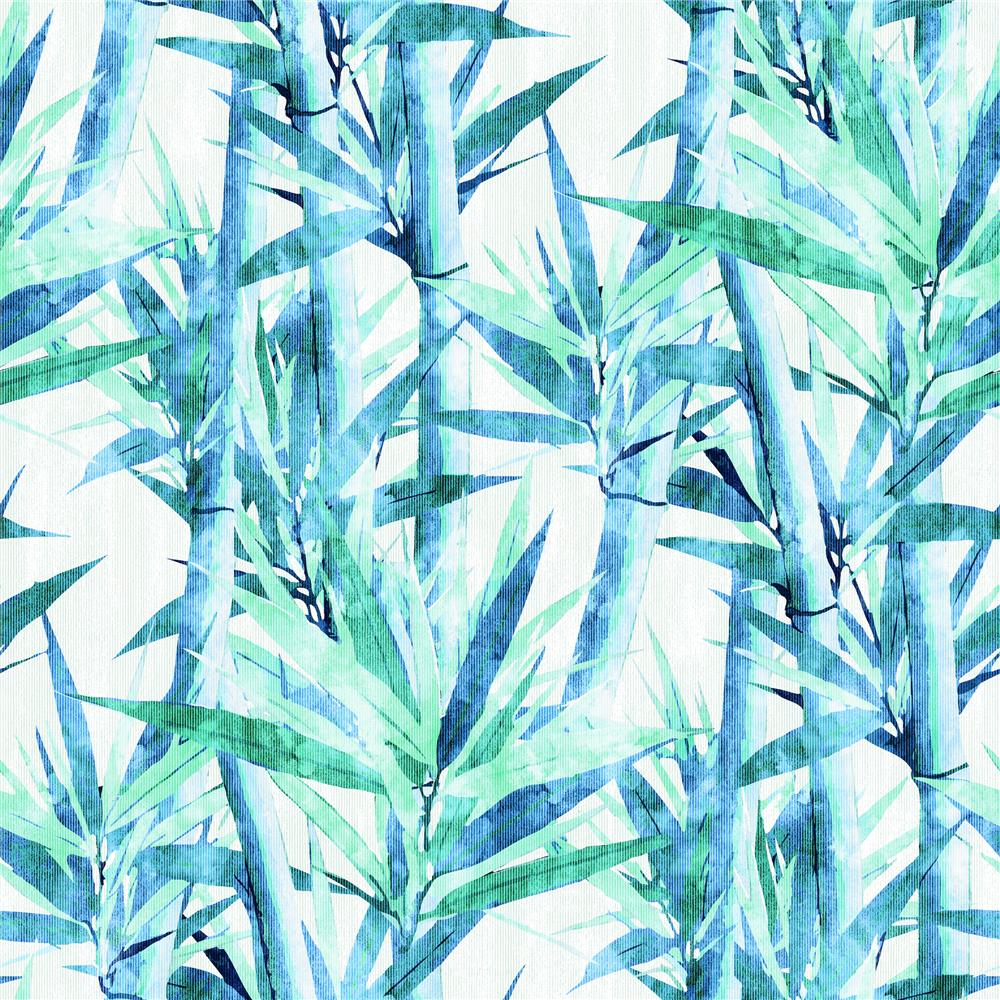 RoomMates by York RMK11368RL Lucky Bamboo Peel & Stick Wallpaper In Blue; White