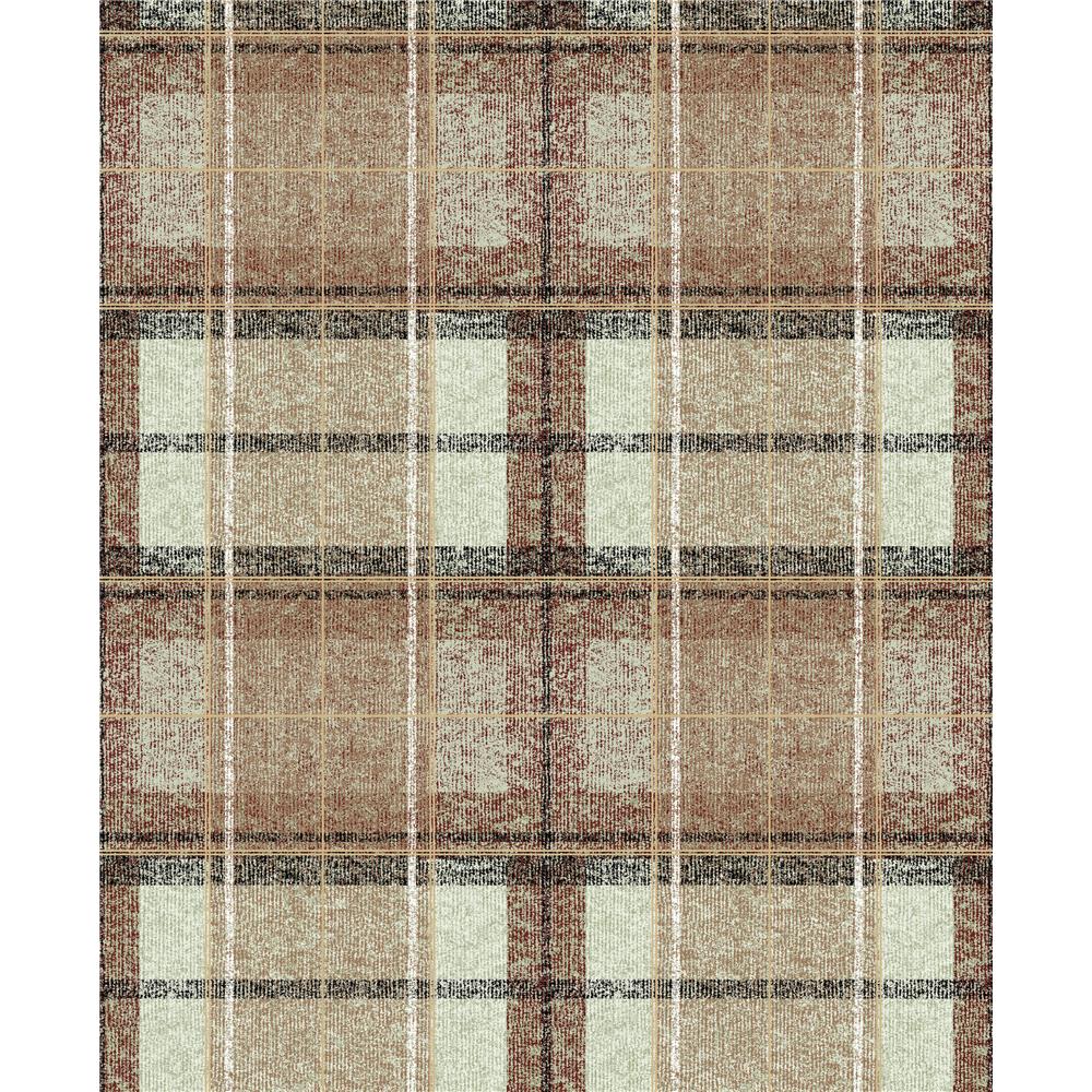 RoomMates by York RMK11397RL Tweed Plaid Peel & Stick Wallpaper In Brown