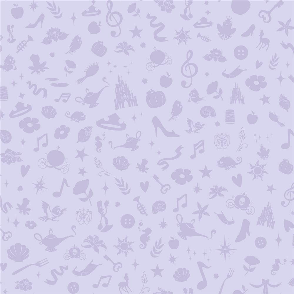 RoomMates by York RMK11409WP Disney Princess Icons (With Glitter) Peel & Stick Wallpaper In Purple