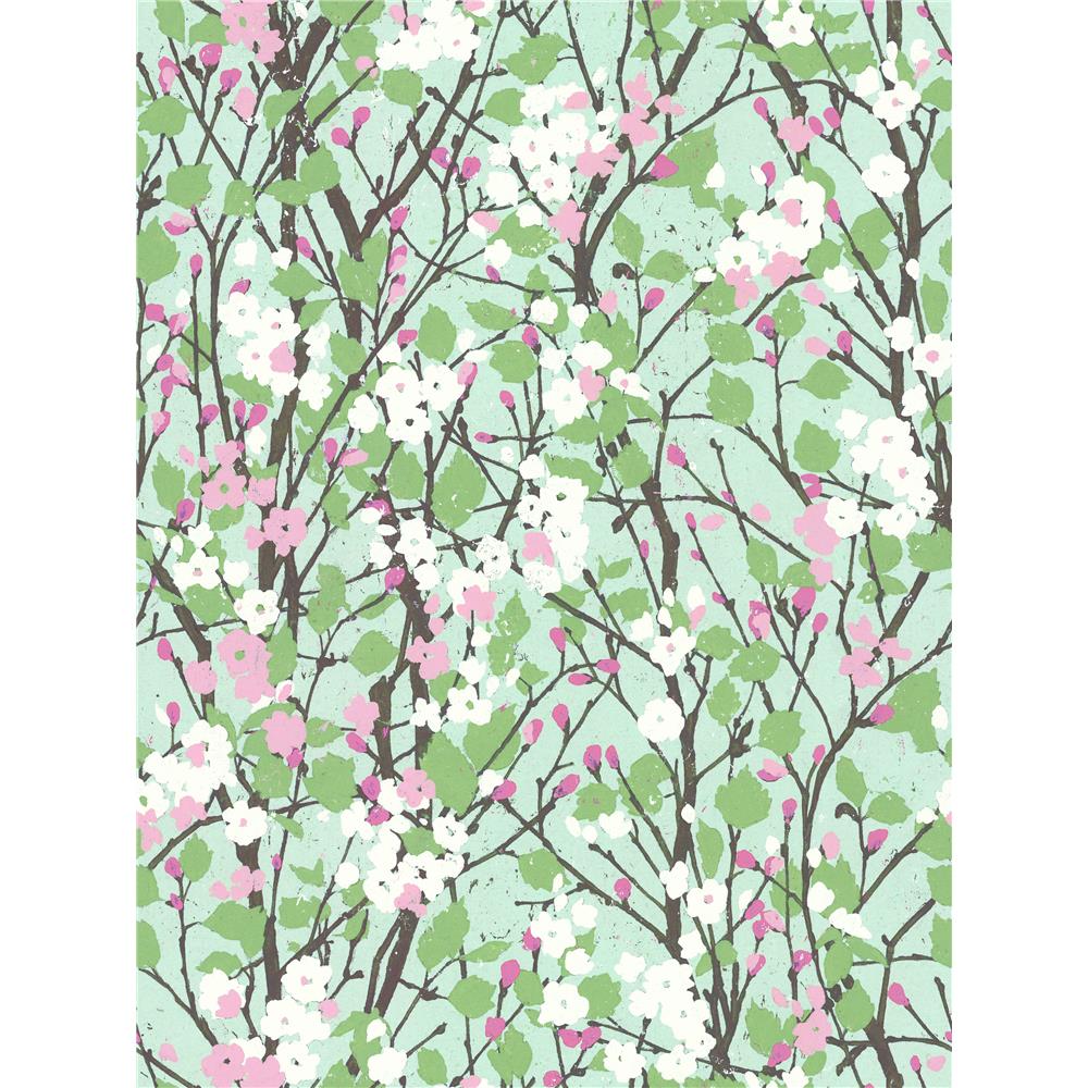 RoomMates by York RMK11423RL Willow Branch Peel & Stick Wallpaper In Blue; Green; Pink