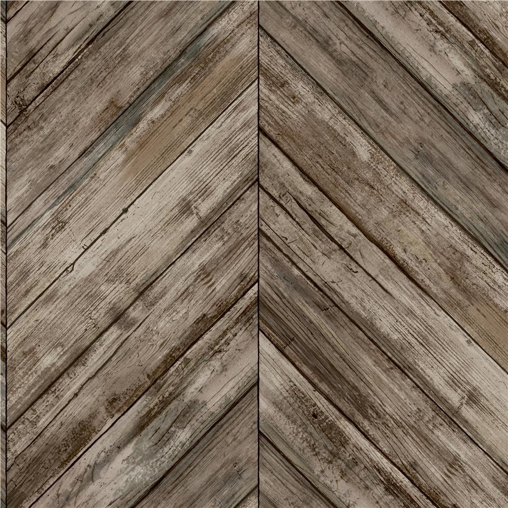 RoomMates by York RMK11455WP Herringbone Wood Boards Peel & Stick Wallpaper In Brown