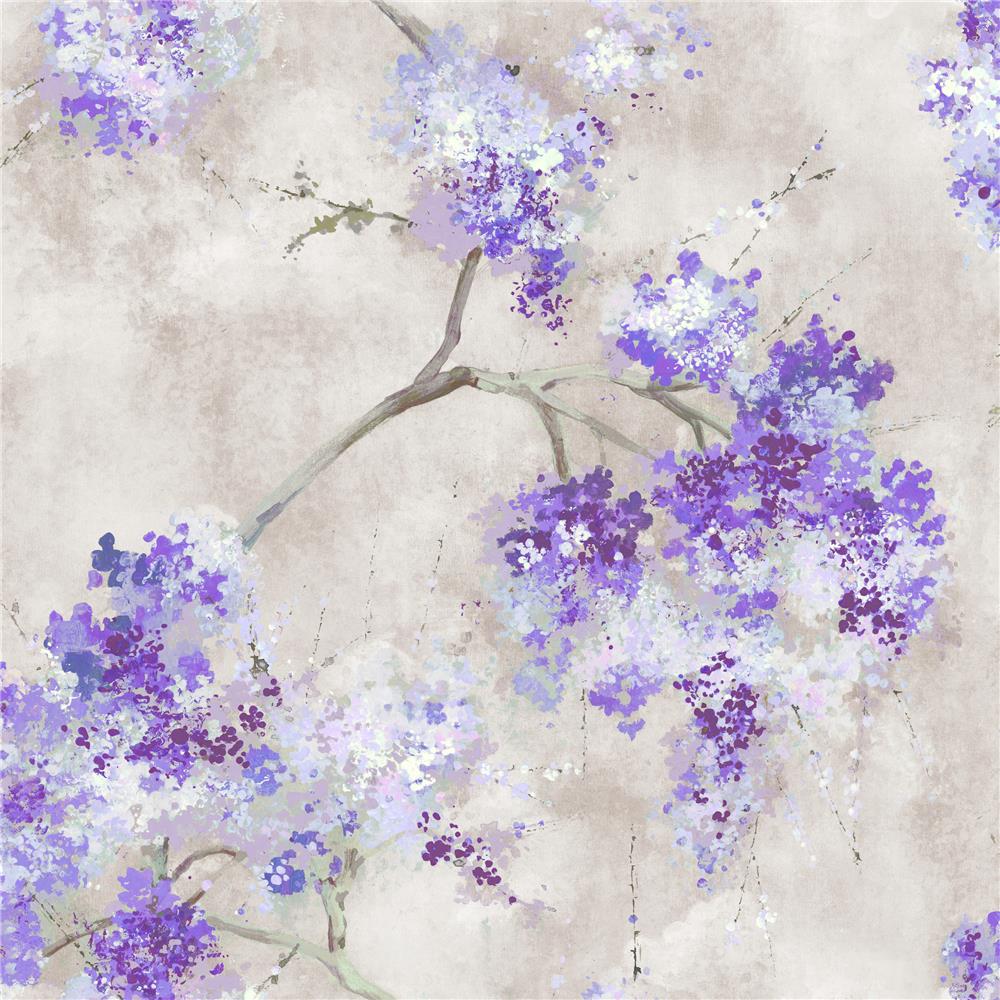 RoomMates by York RMK11464RL Weeping Cherry Tree Blossom Peel & Stick Wallpaper In Purple