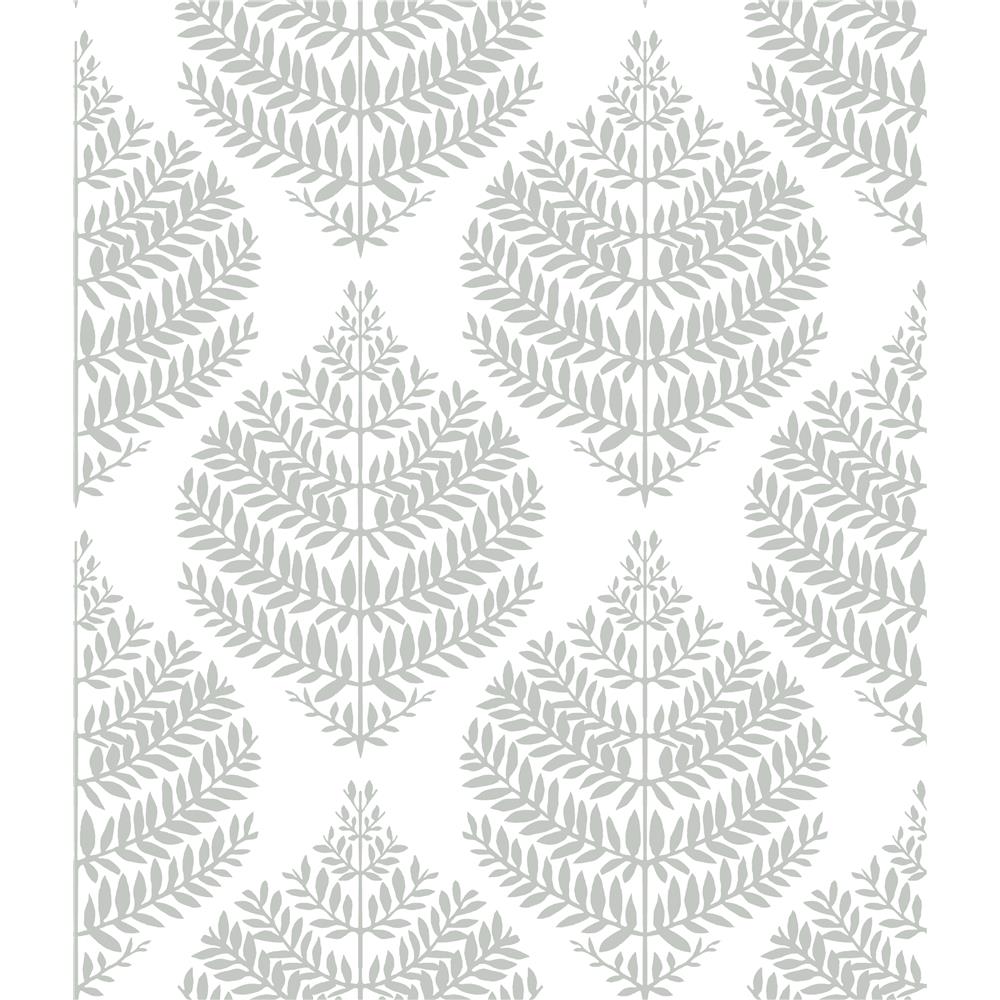 RoomMates by York RMK11511WP Hygge Fern Damask Peel & Stick Wallpaper In Grey; White