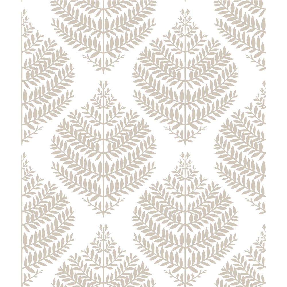RoomMates by York RMK11512WP Hygge Fern Damask Peel & Stick Wallpaper In Taupe; White