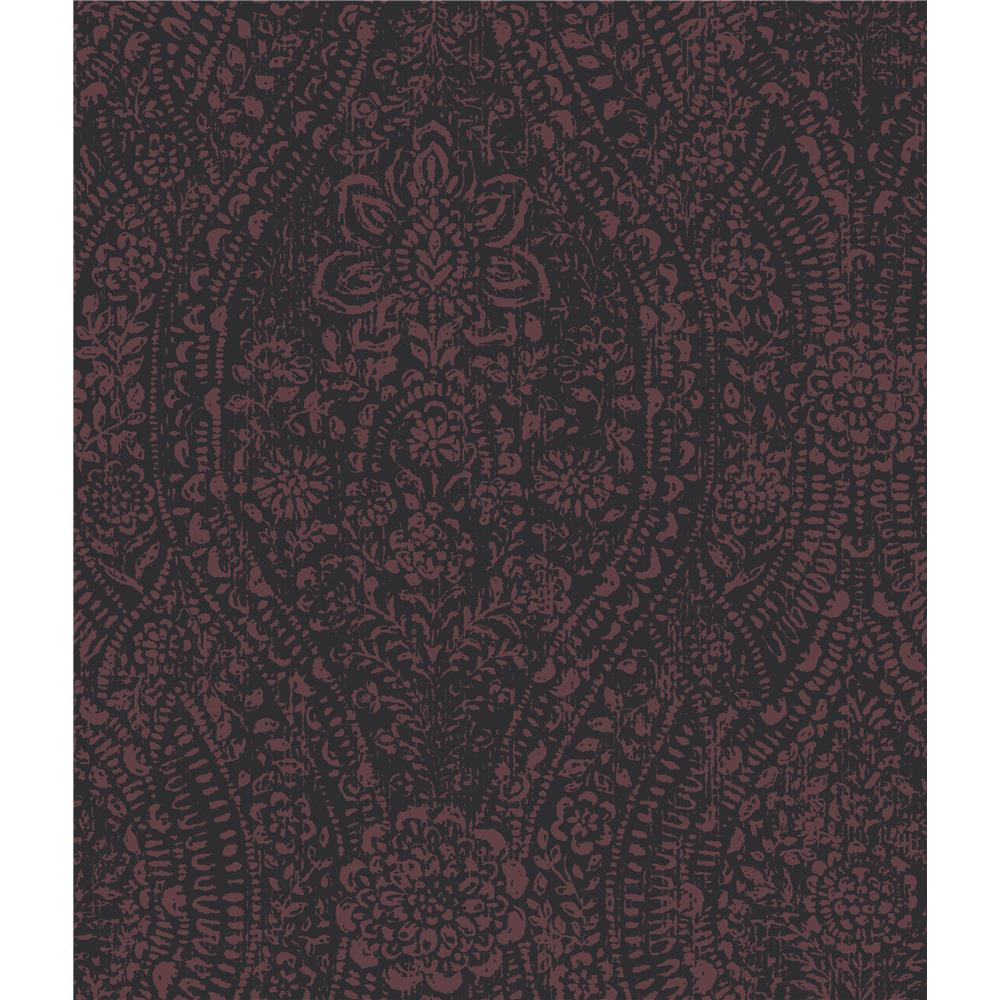 RoomMates by York RMK11568WP Ornate Ogee Peel & Stick Wallpaper In Purple; Black