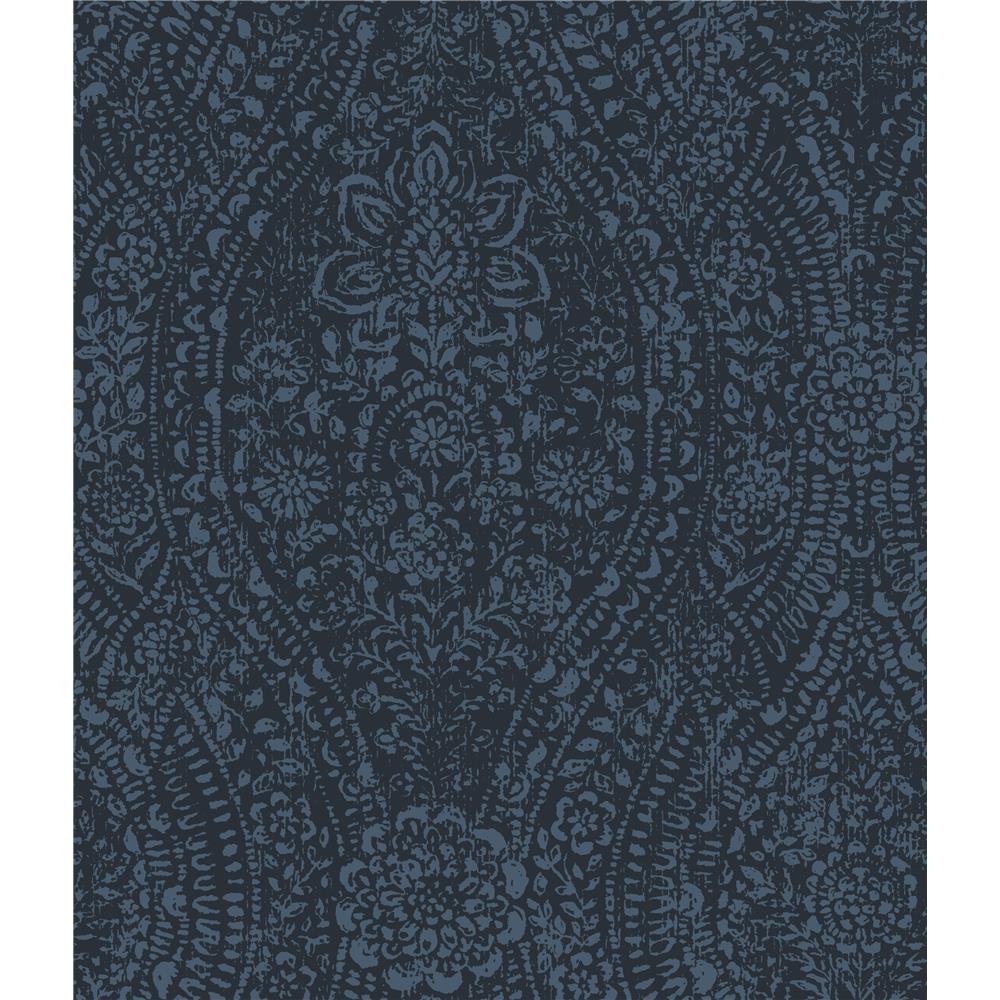 RoomMates by York RMK11569WP Ornate Ogee Peel & Stick Wallpaper In Blue; Black