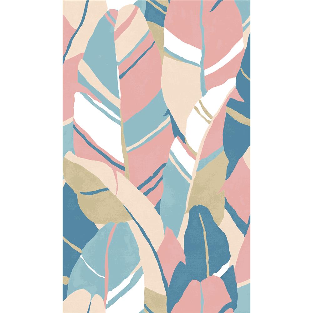 RoomMates by York RMK11575RL Hearts Of Palm Peel & Stick Wallpaper In Blue; Pink