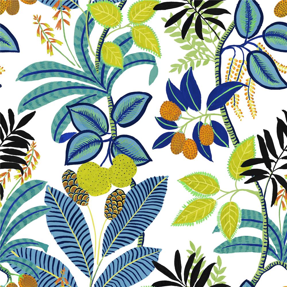 RoomMates by York RMK11577RL Funky Jungle Peel & Stick Wallpaper In Blue; Yellow