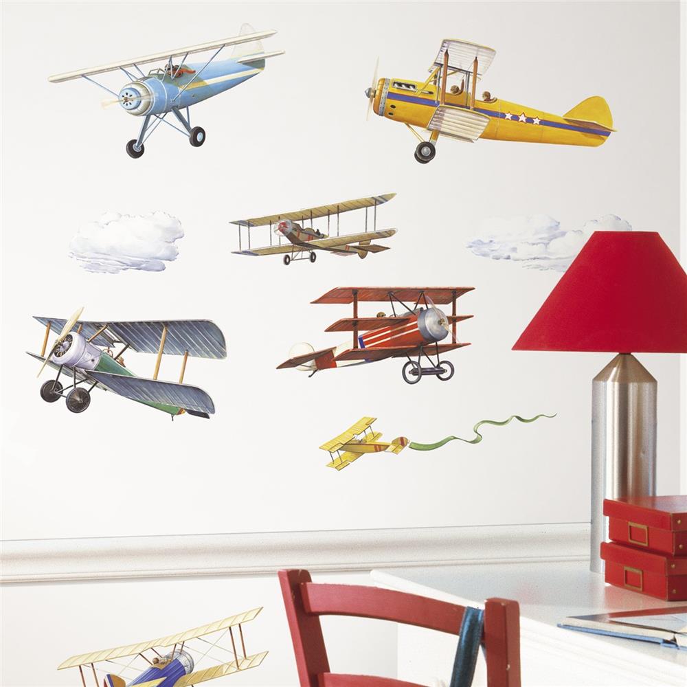 RoomMates by York RMK1197SCS Vintage Planes Peel & Stick Wall Decals In Multi