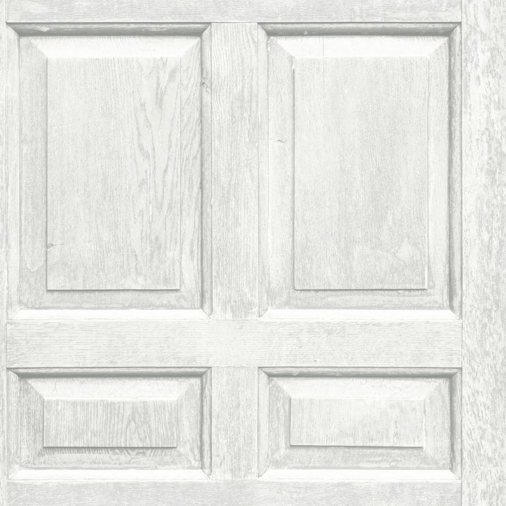 RoomMates by York RMK12005WP Beveled Wood Paneling Peel & Stick Wallcovering in White / Grey
