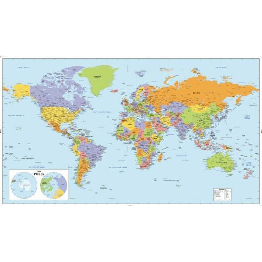 RoomMates by York RMK12025M World Map Educational Peel & Stick Wall Mural in Blue / Green