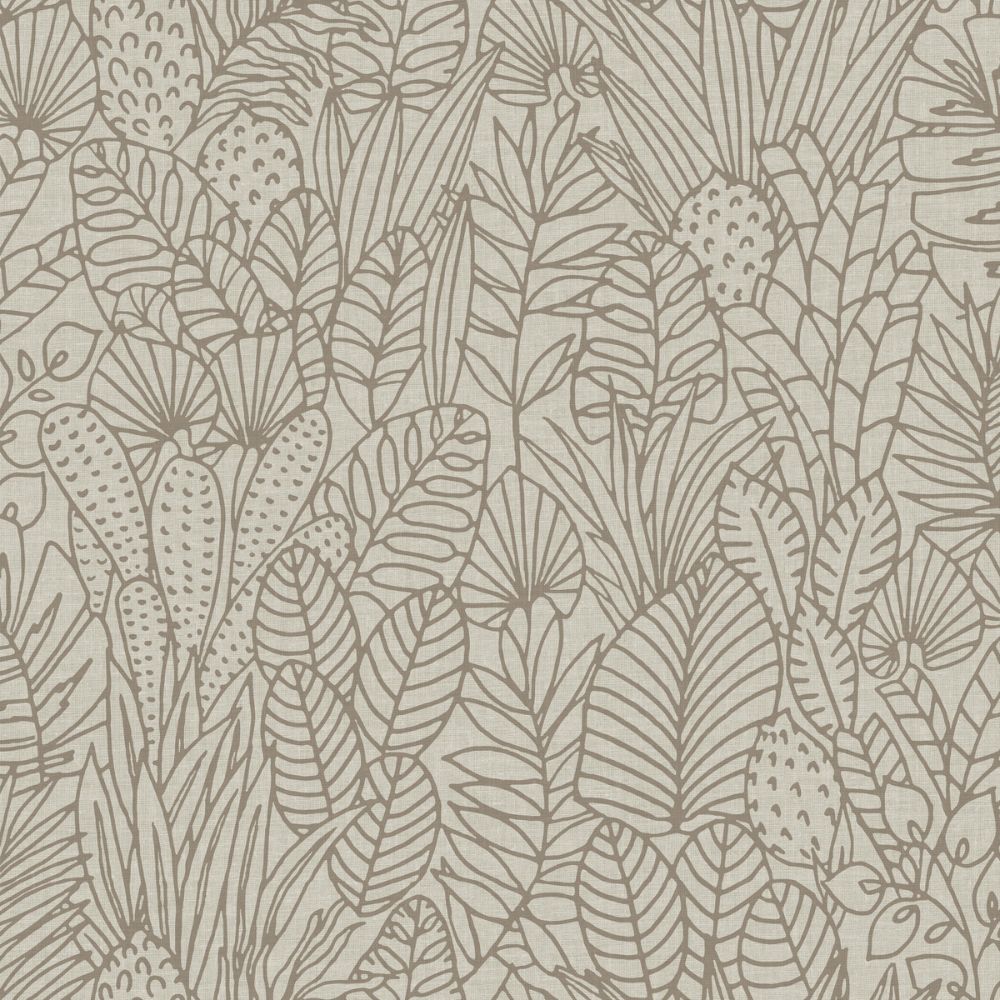 RoomMates by York RMK12049WP Tropical Leaves Sketch Peel & Stick Wallpaper in Taupe, Brown