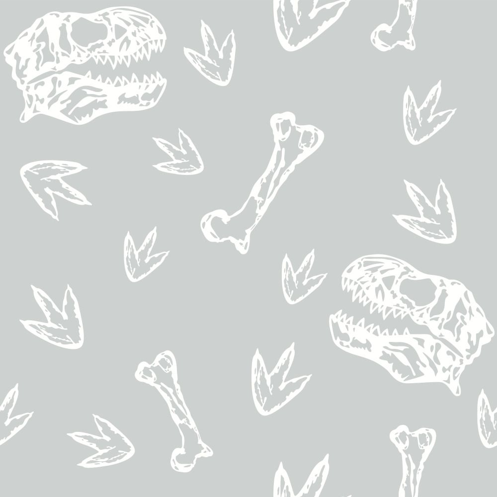RoomMates by York RMK12061WP Dinosaur Bones Peel & Stick Wallpaper in Grey, White