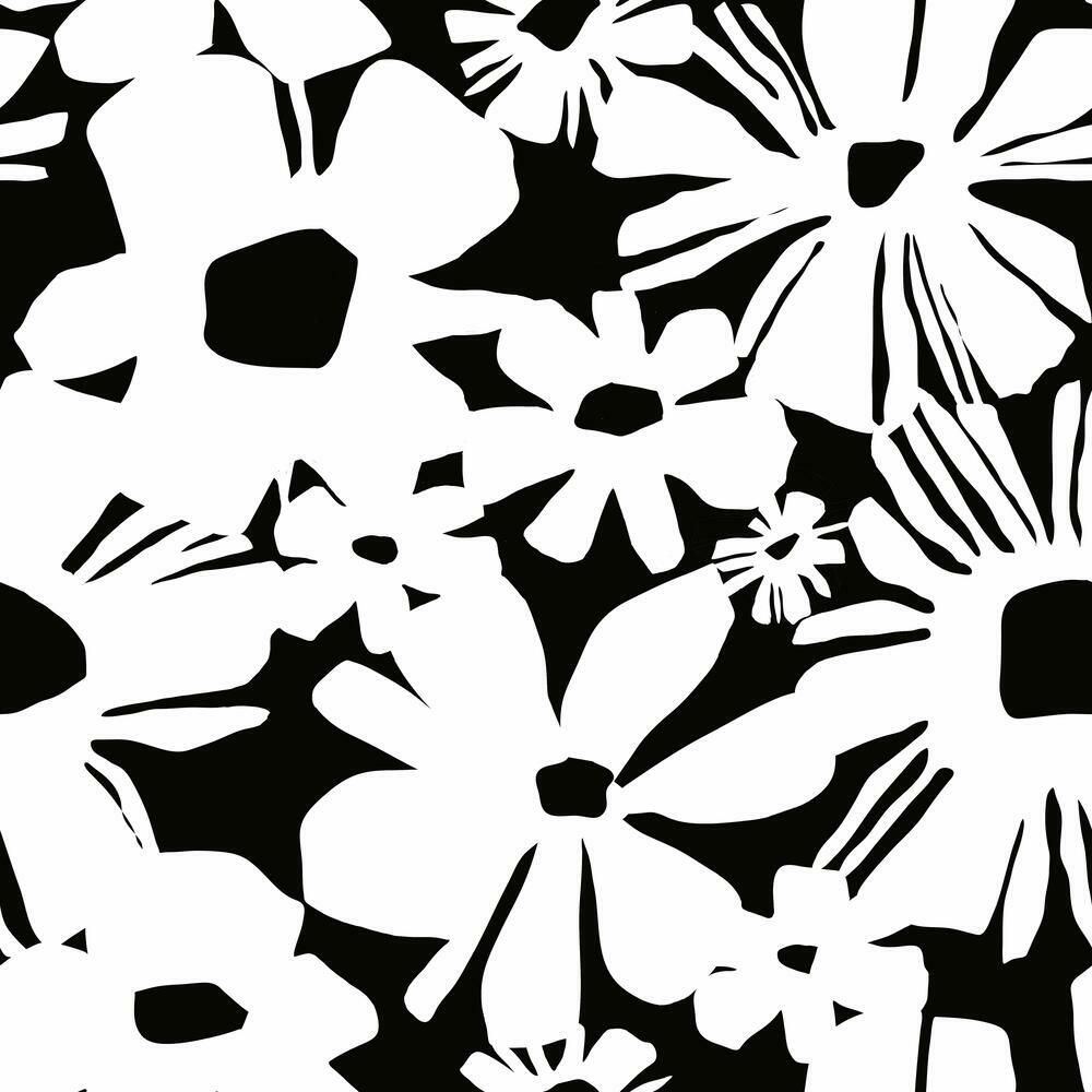 RoomMates by York RMK12091RL Daisy Chain Peel & Stick Wallpaper in Black, White