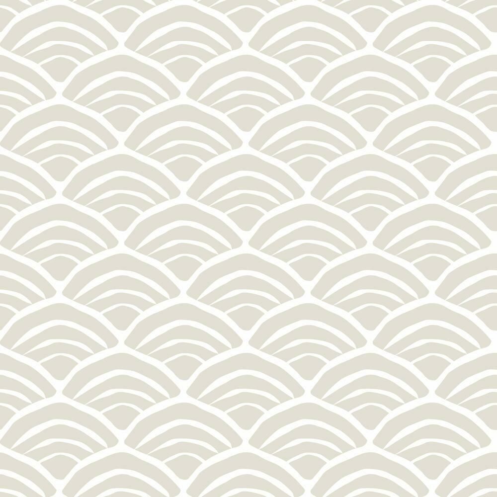 RoomMates by York RMK12099RL Coastal Scallop Peel & Stick Wallpaper in Taupe, White